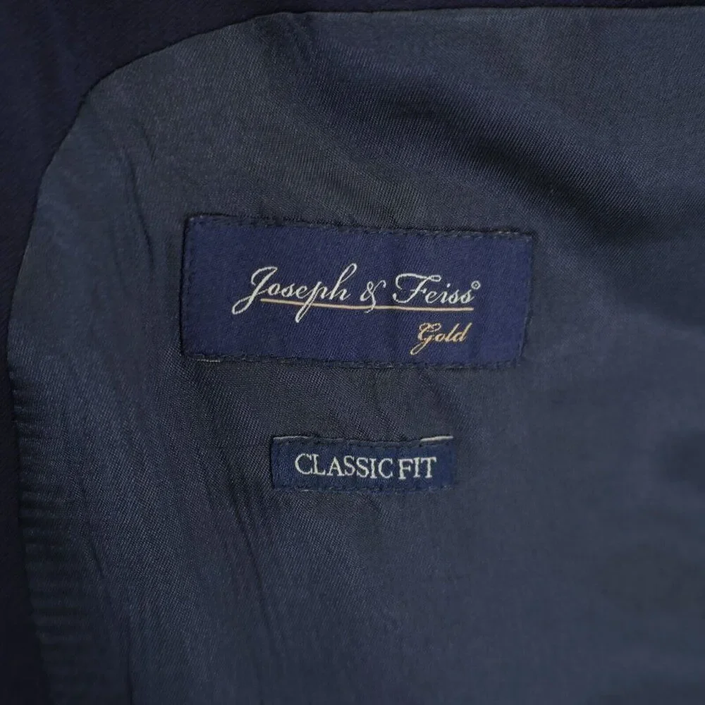 Joseph & Feiss Gold Classic Fit Blue Wool Blazer 46R 2 Button‎ Tagged 48R